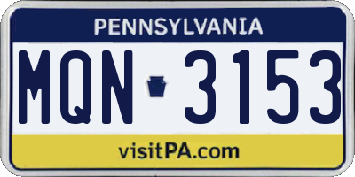 PA license plate MQN3153