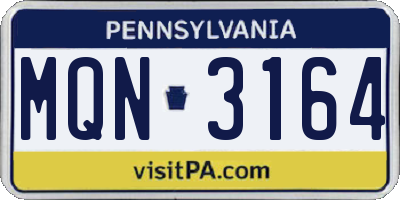 PA license plate MQN3164