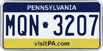 PA license plate MQN3207