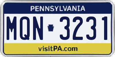 PA license plate MQN3231