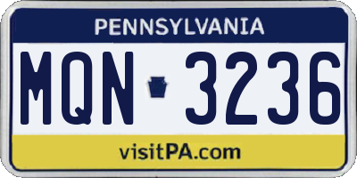 PA license plate MQN3236