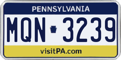 PA license plate MQN3239