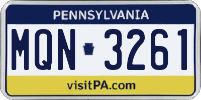 PA license plate MQN3261
