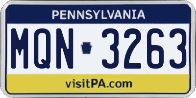PA license plate MQN3263
