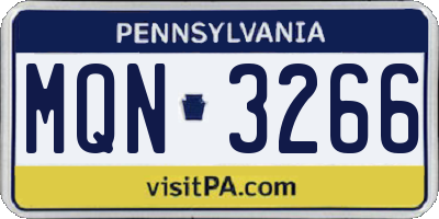PA license plate MQN3266
