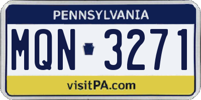 PA license plate MQN3271