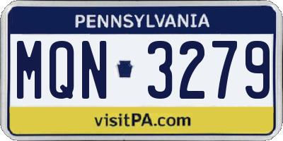 PA license plate MQN3279