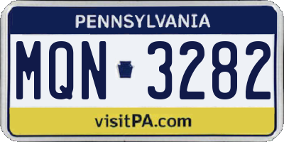 PA license plate MQN3282