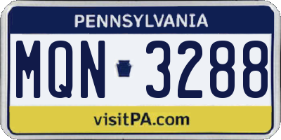 PA license plate MQN3288