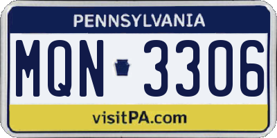 PA license plate MQN3306