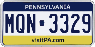 PA license plate MQN3329