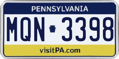 PA license plate MQN3398
