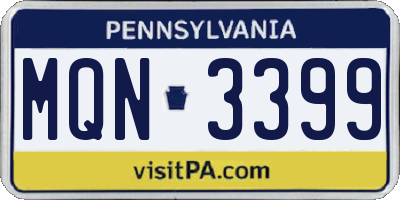PA license plate MQN3399