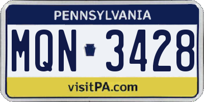 PA license plate MQN3428