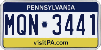 PA license plate MQN3441