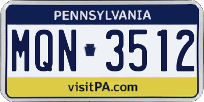PA license plate MQN3512