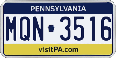 PA license plate MQN3516