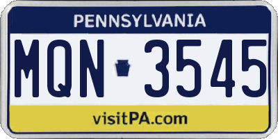 PA license plate MQN3545