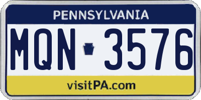 PA license plate MQN3576