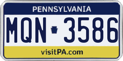 PA license plate MQN3586