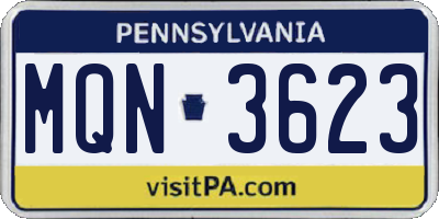 PA license plate MQN3623