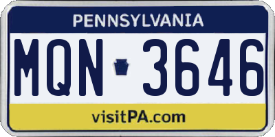 PA license plate MQN3646
