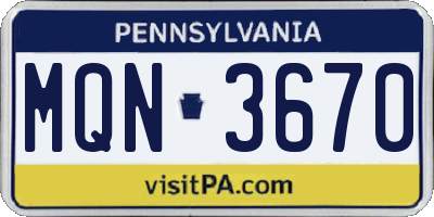 PA license plate MQN3670