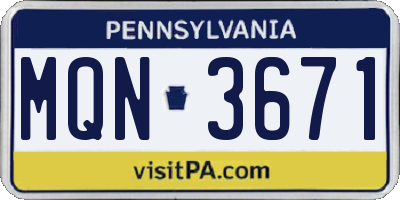 PA license plate MQN3671