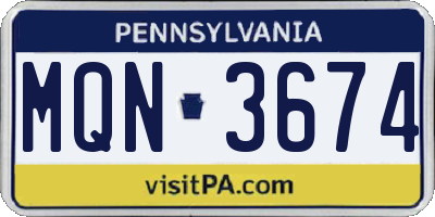 PA license plate MQN3674
