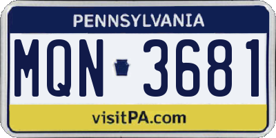 PA license plate MQN3681