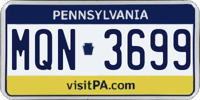 PA license plate MQN3699