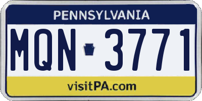 PA license plate MQN3771