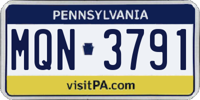 PA license plate MQN3791