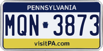PA license plate MQN3873