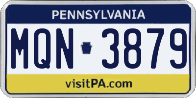 PA license plate MQN3879