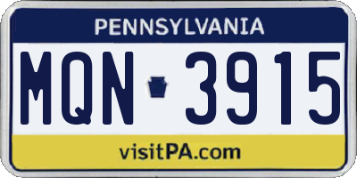 PA license plate MQN3915