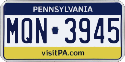 PA license plate MQN3945