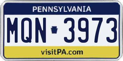 PA license plate MQN3973