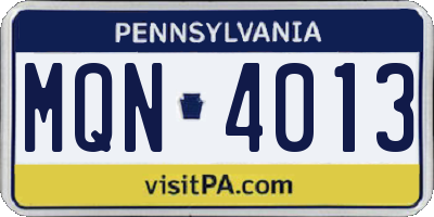 PA license plate MQN4013