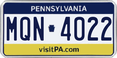 PA license plate MQN4022