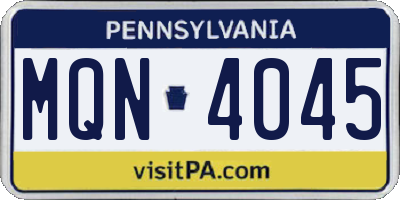 PA license plate MQN4045