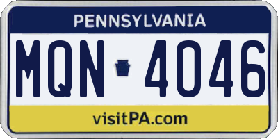 PA license plate MQN4046