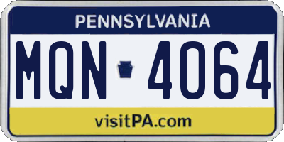PA license plate MQN4064