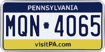 PA license plate MQN4065