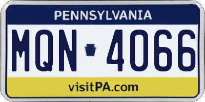 PA license plate MQN4066