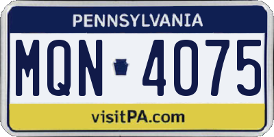 PA license plate MQN4075