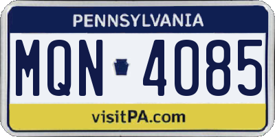 PA license plate MQN4085