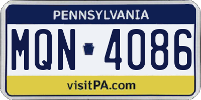 PA license plate MQN4086
