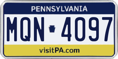 PA license plate MQN4097