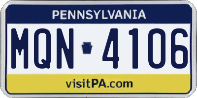 PA license plate MQN4106